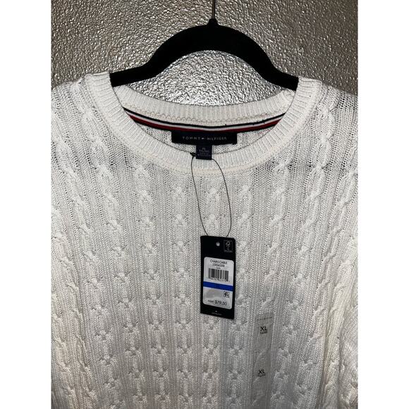 Tommy Hilfiger Cable Chain Sweater White / Tan XL New With Tags Preppy Casual - Picture 3 of 9
